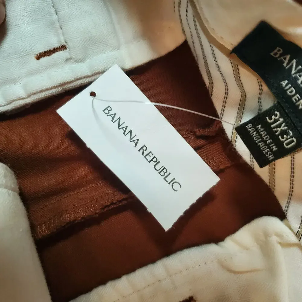 Banana Republic Mens Pants Size 31X30 Brown Chino Trousers Straight Fit NWT NEW
